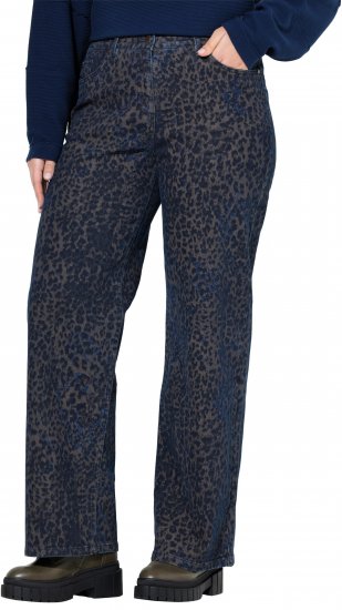 Ulla Popken Leopard Print Stretch Fit Jeans Ink Blue - Női Farmer & Nadrágok Nagy Méretekben – Plus Size - 