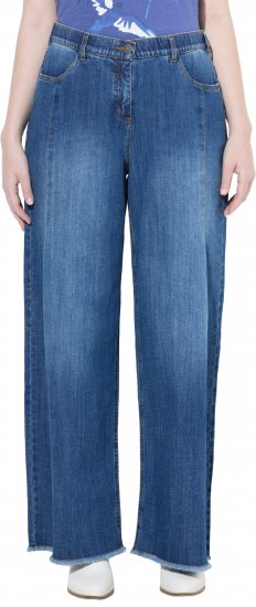 Ulla Popken Extra Wide Leg Stretch Fit Jeans Denim Blue - Női Farmer & Nadrágok Nagy Méretekben – Plus Size - 