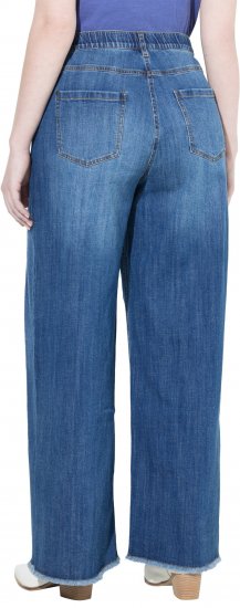 Ulla Popken Extra Wide Leg Stretch Fit Jeans Denim Blue - Női Farmer & Nadrágok Nagy Méretekben – Plus Size - 