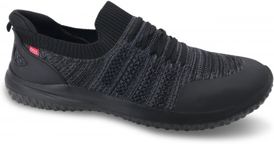 D555 Aylesbury Hands Free Knitted Shoes Faux Laces Black - Sportcipők - 