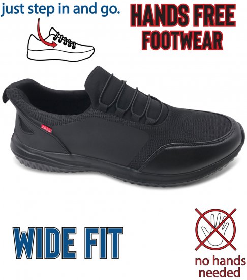 D555 Doncaster Kingsize Hands Free with Faux Laces Black - Sportcipők - 