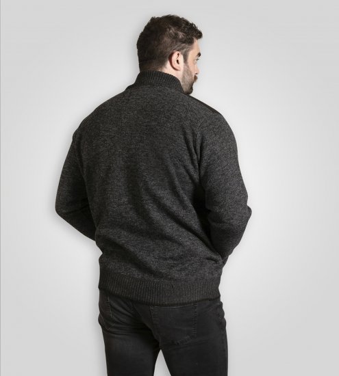 D555 Dereham 2 Knitted Sweater with Zipper Charcoal TALL - TALL pulóverek - 