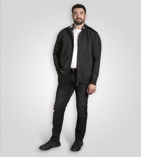 D555 Dereham 2 Knitted Sweater with Zipper Charcoal TALL - TALL pulóverek - 