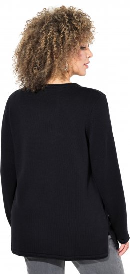 Ulla Popken Sequined Star Rolled Edge Sweater Black - Bluzy & bluzy z kapturem - 