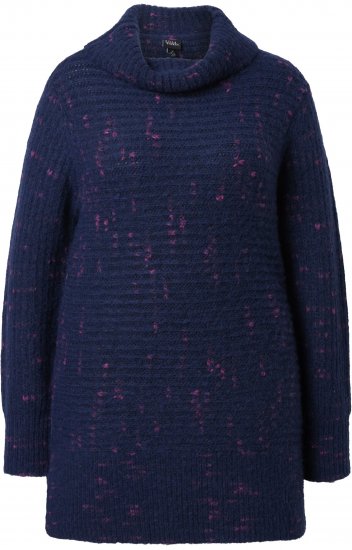 Ulla Popken Space Yarn Oversized Turtleneck Sweater Blue - Bluzy & bluzy z kapturem - 