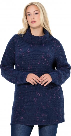 Ulla Popken Space Yarn Oversized Turtleneck Sweater Blue - Bluzy & bluzy z kapturem - 