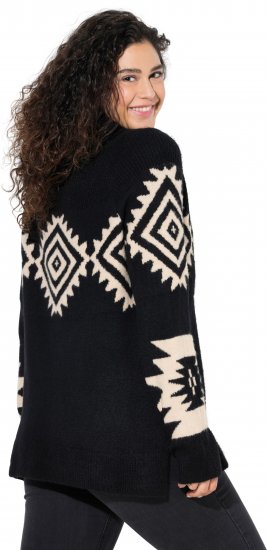 Ulla Popken Aztec Pattern Turtleneck Sweater Black - Bluzy & bluzy z kapturem - 