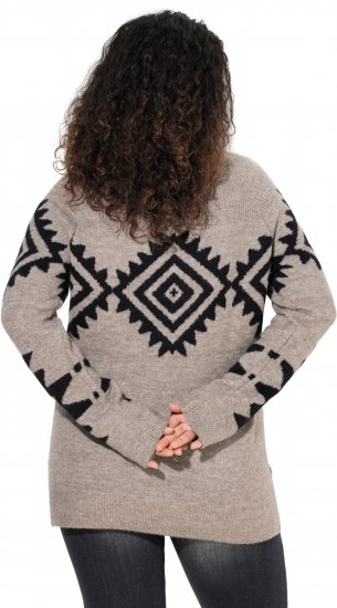 Ulla Popken Aztec Pattern Turtleneck Sweater Pebble Grey - Bluzy & bluzy z kapturem - 