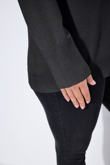 Ulla Popken Long Sleeves Mock Turtleneck Sweater Charcoal Grey Melange - Bluzy & bluzy z kapturem - Kényelmes pulóverek és kapucnisok