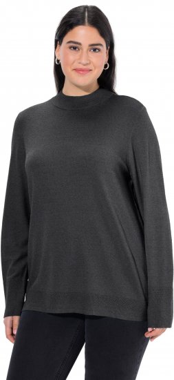Ulla Popken Long Sleeves Mock Turtleneck Sweater Charcoal Grey Melange - Bluzy & bluzy z kapturem - 