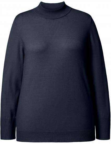 Ulla Popken Long Sleeves Mock Turtleneck Sweater Navy - Bluzy & bluzy z kapturem - 