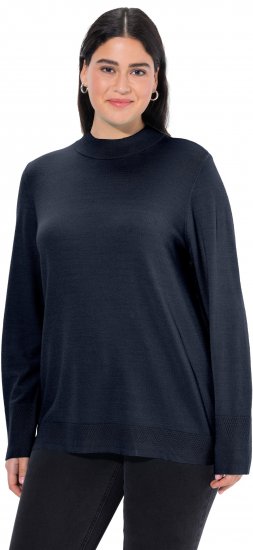 Ulla Popken Long Sleeves Mock Turtleneck Sweater Navy - Bluzy & bluzy z kapturem - 