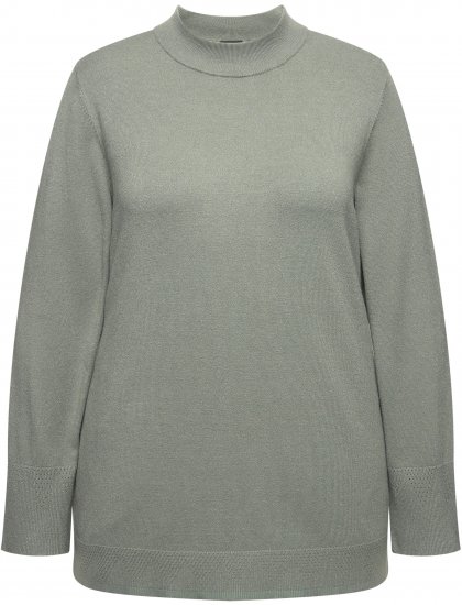 Ulla Popken Long Sleeves Mock Turtleneck Sweater Grey - Bluzy & bluzy z kapturem - 