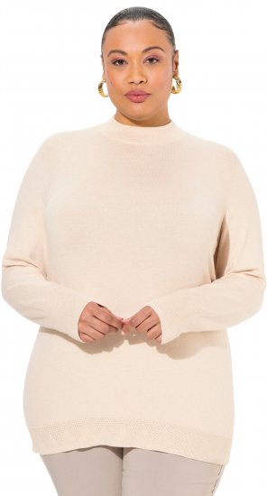 Ulla Popken Long Sleeves Mock Turtleneck Sweater Nature Melange - Bluzy & bluzy z kapturem - 