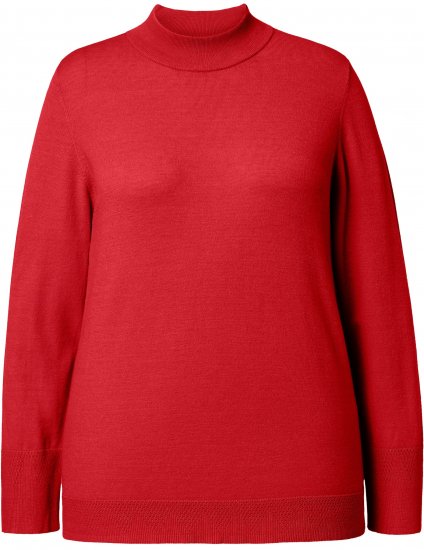 Ulla Popken Long Sleeves Mock Turtleneck Sweater Salsa Red - Bluzy & bluzy z kapturem - 