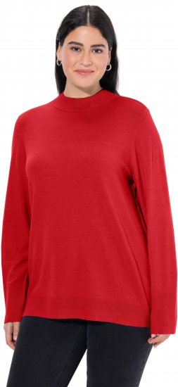 Ulla Popken Long Sleeves Mock Turtleneck Sweater Salsa Red - Bluzy & bluzy z kapturem - 