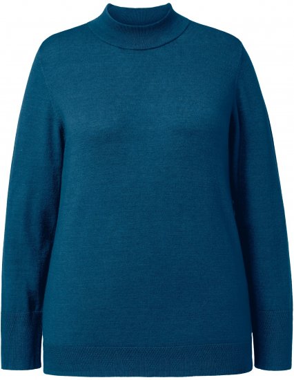 Ulla Popken Long Sleeves Mock Turtleneck Sweater Emerald Green - Bluzy & bluzy z kapturem - 