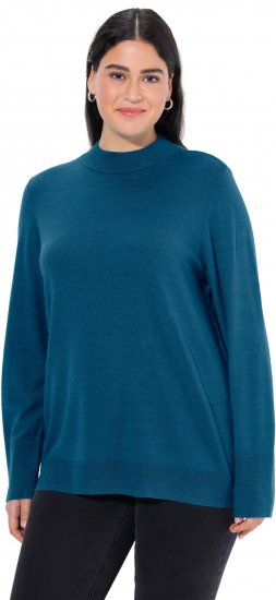 Ulla Popken Long Sleeves Mock Turtleneck Sweater Emerald Green - Bluzy & bluzy z kapturem - 