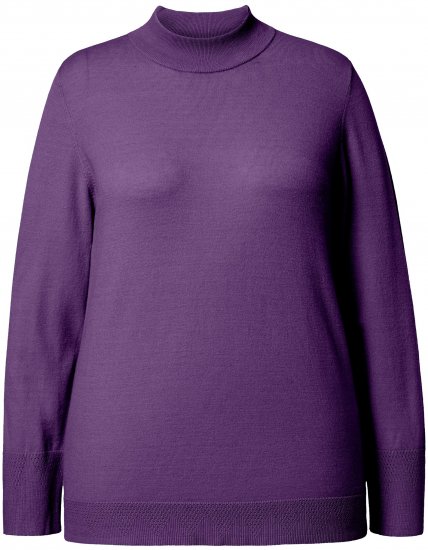 Ulla Popken Long Sleeves Mock Turtleneck Sweater Deep Violet - Bluzy & bluzy z kapturem - 