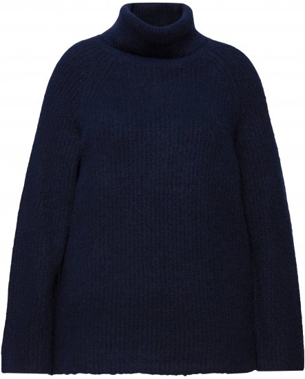 Ulla Popken Ribbed Knit Turtleneck Sweater Navy - Bluzy & bluzy z kapturem - 
