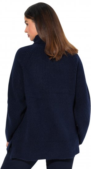 Ulla Popken Ribbed Knit Turtleneck Sweater Navy - Bluzy & bluzy z kapturem - 