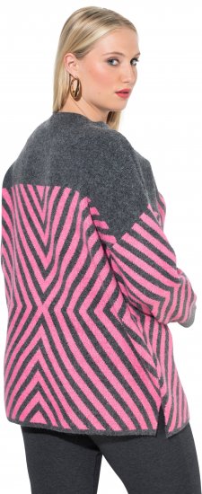 Ulla Popken Graphic Stripe Long Sleeve Turtleneck Sweater Flamingo - Bluzy & bluzy z kapturem - 