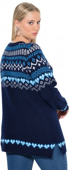 Ulla Popken Norwegian Style Pastel Tone Long Sleeve Sweater Ink Blue - Bluzy & bluzy z kapturem - 