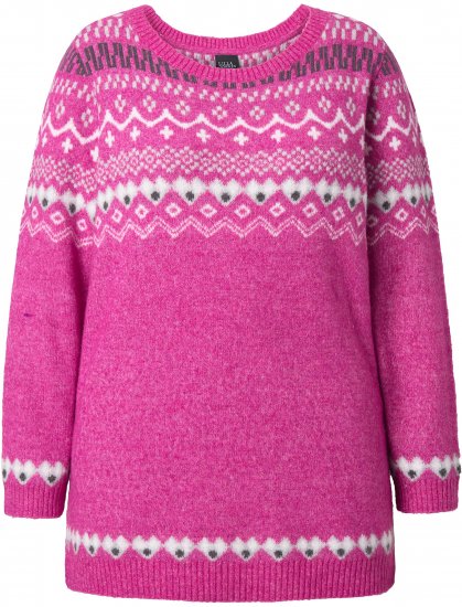 Ulla Popken Norwegian Style Pastel Tone Long Sleeve Sweater Summer Berry - Bluzy & bluzy z kapturem - 