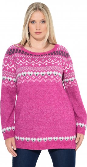 Ulla Popken Norwegian Style Pastel Tone Long Sleeve Sweater Summer Berry - Bluzy & bluzy z kapturem - 