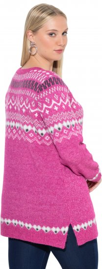 Ulla Popken Norwegian Style Pastel Tone Long Sleeve Sweater Summer Berry - Bluzy & bluzy z kapturem - 