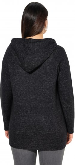 Ulla Popken Sequined Knit Long Sleeve Hoodie Black - Bluzy & bluzy z kapturem - 