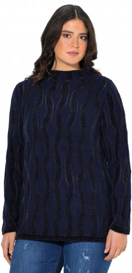 Ulla Popken Openwork Chenille Sweater Navy - Bluzy & bluzy z kapturem - 