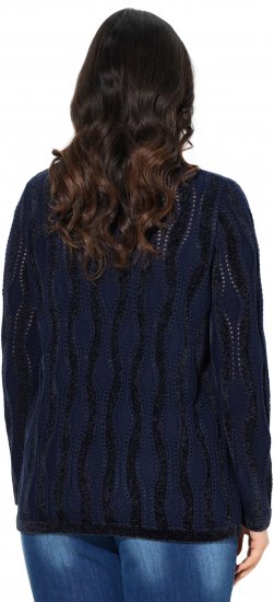 Ulla Popken Openwork Chenille Sweater Navy - Bluzy & bluzy z kapturem - 