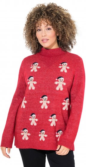 Ulla Popken Gingerbread Men Sweater Salsa Red - Bluzy & bluzy z kapturem - 