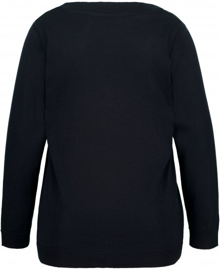 Ulla Popken Soft Fine Knit Pullover V-Neck Sweatshirt Marine - Bluzy & bluzy z kapturem - 