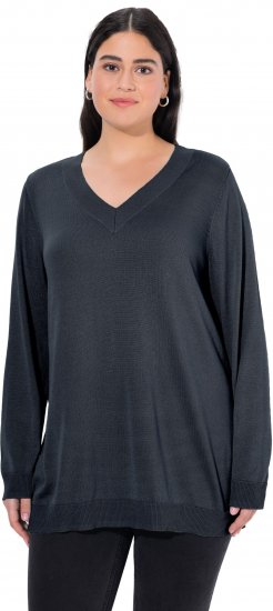Ulla Popken Soft Fine Knit Pullover V-Neck Sweatshirt Marine - Bluzy & bluzy z kapturem - 