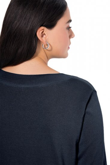 Ulla Popken Soft Fine Knit Pullover V-Neck Sweatshirt Marine - Bluzy & bluzy z kapturem - Kényelmes pulóverek és kapucnisok