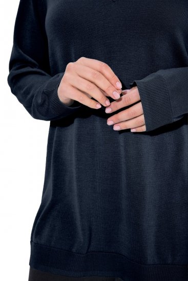 Ulla Popken Soft Fine Knit Pullover V-Neck Sweatshirt Marine - Bluzy & bluzy z kapturem - Kényelmes pulóverek és kapucnisok