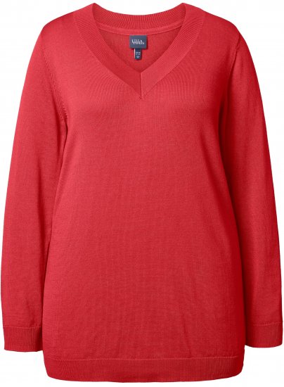 Ulla Popken Casual V-Neck Long Sleeve Sweater Salsa - Bluzy & bluzy z kapturem - 