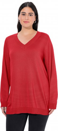Ulla Popken Casual V-Neck Long Sleeve Sweater Salsa - Bluzy & bluzy z kapturem - 