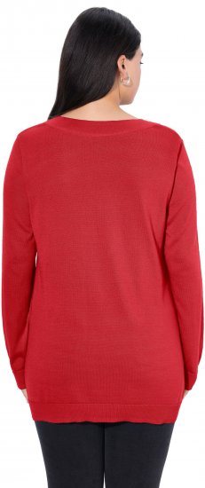 Ulla Popken Casual V-Neck Long Sleeve Sweater Salsa - Bluzy & bluzy z kapturem - 