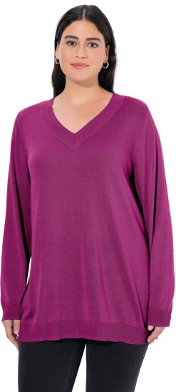 Ulla Popken Casual V-Neck Long Sleeve Sweater Berry - Bluzy & bluzy z kapturem - 