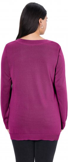 Ulla Popken Casual V-Neck Long Sleeve Sweater Berry - Bluzy & bluzy z kapturem - 