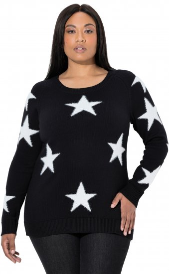 Ulla Popken Glitter Stars Soft Knit Sweater Black - Bluzy & bluzy z kapturem - 