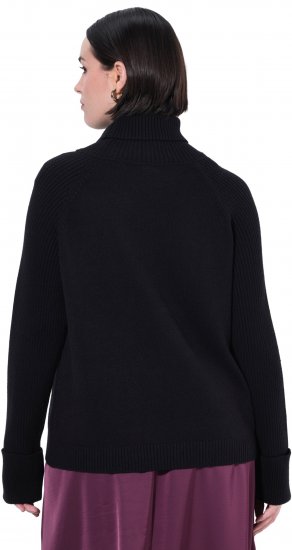 Ulla Popken Turtleneck Sweater with Ribbed Inserts Black - Bluzy & bluzy z kapturem - 
