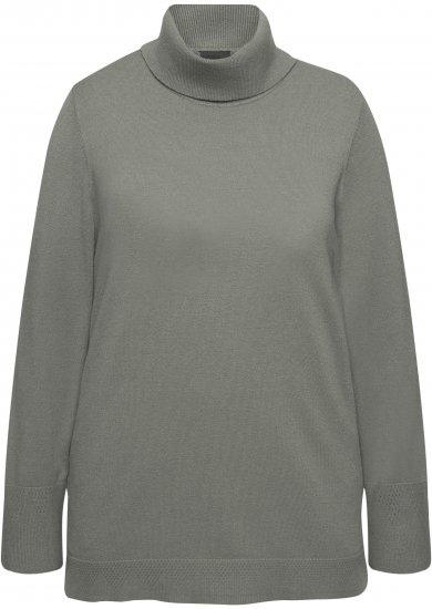 Ulla Popken Turtleneck Ribbed Trim Long Sleeve Sweater Grey - Bluzy & bluzy z kapturem - 