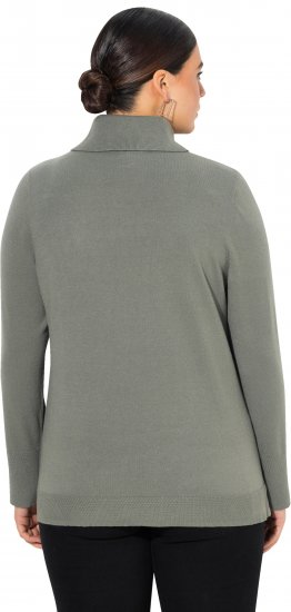 Ulla Popken Turtleneck Ribbed Trim Long Sleeve Sweater Grey - Bluzy & bluzy z kapturem - 