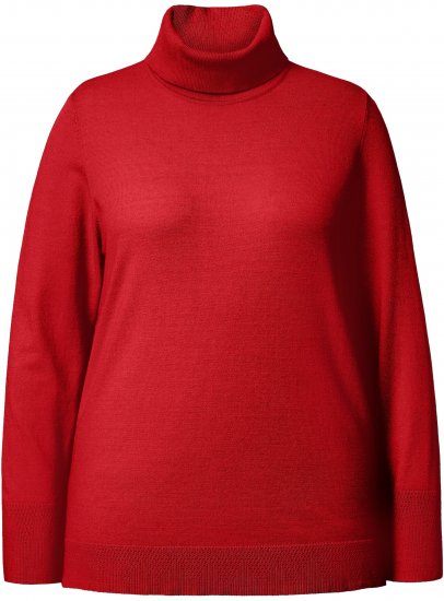 Ulla Popken Turtleneck Ribbed Trim Long Sleeve Sweater Salsa Red - Bluzy & bluzy z kapturem - 