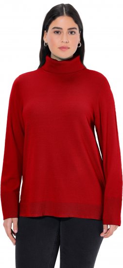 Ulla Popken Turtleneck Ribbed Trim Long Sleeve Sweater Salsa Red - Bluzy & bluzy z kapturem - 