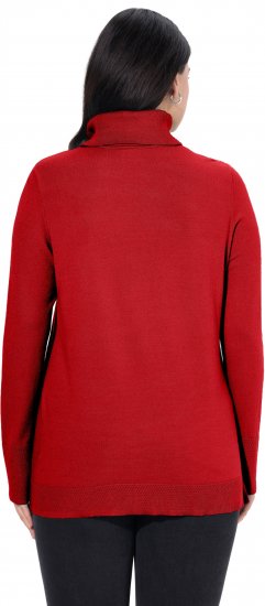 Ulla Popken Turtleneck Ribbed Trim Long Sleeve Sweater Salsa Red - Bluzy & bluzy z kapturem - 